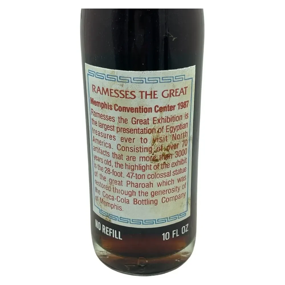1987‎ Coca-Cola Ramesses the Great Memphis Exhibition Commemorative Bottle 10oz